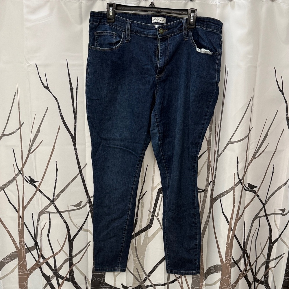Ava & Viv Dark Indigo Skinny Jeans 16W